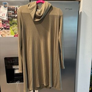 Socialite Olive Ribbed Cowl Neck Sweater